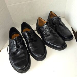 2pr Ecco Size 44 Black Leather Men's Shoes (10-10.5)